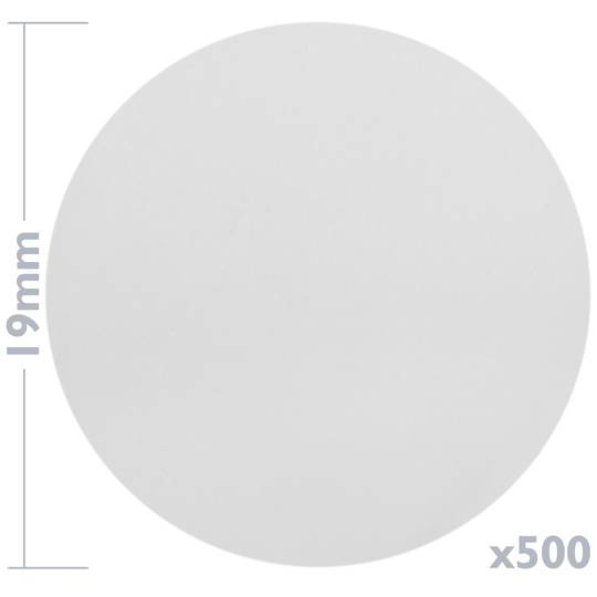 Roll of 500 white round adhesive labels 19 mm