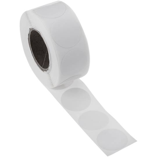 Roll of 500 white round adhesive labels 19 mm
