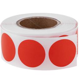Roll of 500 red round adhesive labels 19 mm