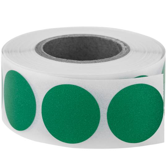 Rotolo da 500 etichette adesive rotonde verdi 19 mm