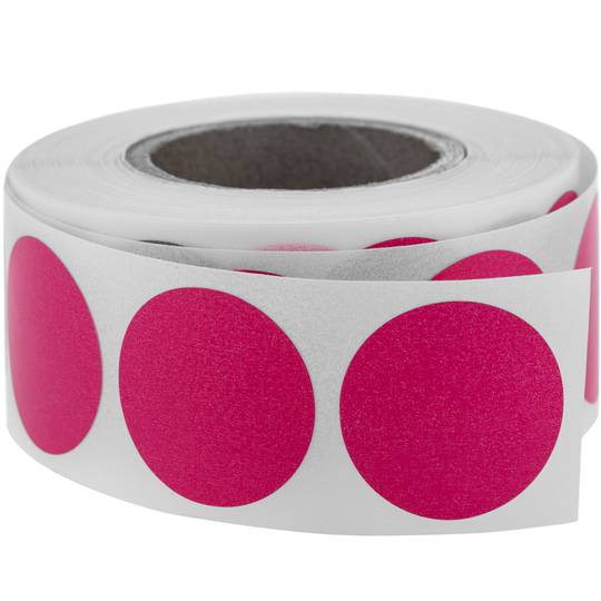 Rouleau de 500 étiquettes adhésives rondes roses 19 mm