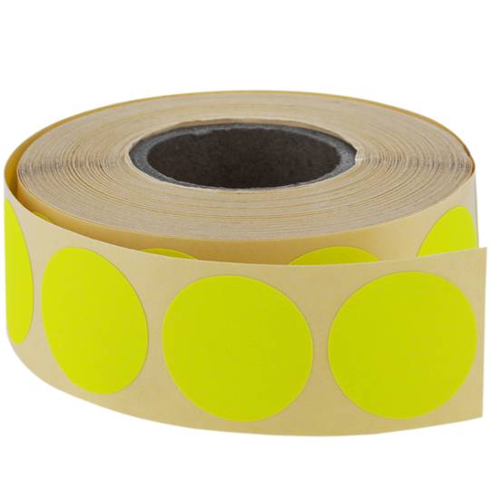 Rotolo da 500 etichette adesive rotonde giallo fluo 19 mm - Cablematic