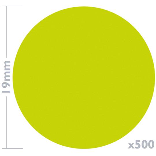 Rotlle de 500 etiquetes adhesives rodones grogues fluorescents 19 mm