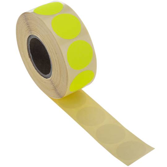 Rotolo da 500 etichette adesive rotonde giallo fluo 19 mm