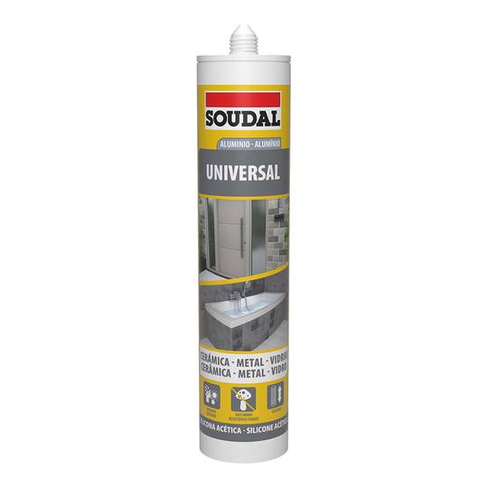 Silicone universal para cerâmica, metal e vidro, cor alumínio, 280 ml Soudal 115924