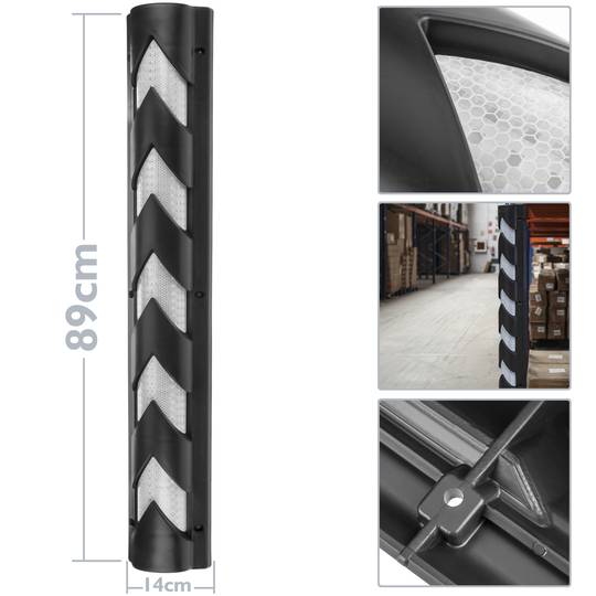 89 cm reflective plastic protector for corners in black and white