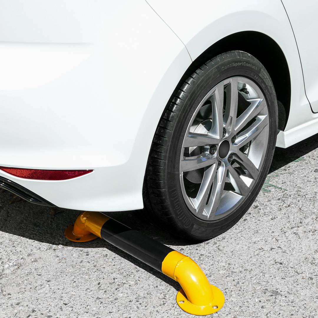 Fermaruota per parcheggi in metallo 60 cm per ruota e parcheggio tubo