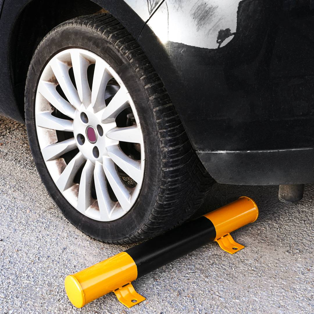 Fermaruota per parcheggi in metallo 62 cm per ruota e parcheggio