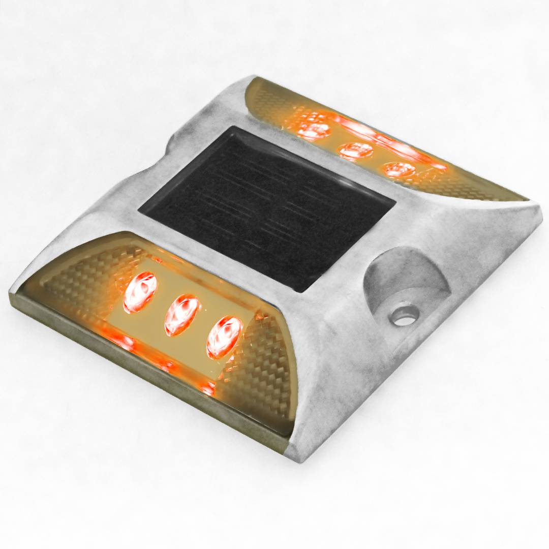 Reflector solar LED de carretera. Captafaros para señalización 105x105x20 de aluminio 2-pack