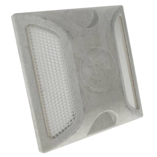 Reflector viari captafars per a sòl doble blanc 100 x 100 x 20 mm d'alumini