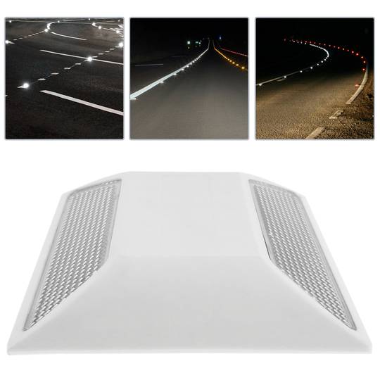 Reflector de carretera de 100 x 100 mm. Captafaros para suelo de plástico blanco