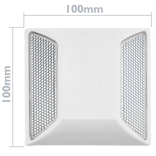 Reflector de carretera de 100 x 100 mm. Captafaros para suelo de plástico blanco