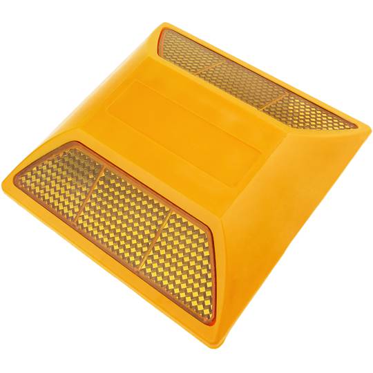 Reflector de carretera de 100 x 100 mm. Captafaros para suelo de plástico naranja