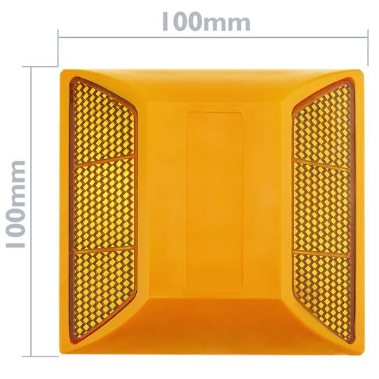 Reflector de carretera de 100 x 100 mm. Captafaros para suelo de plástico naranja