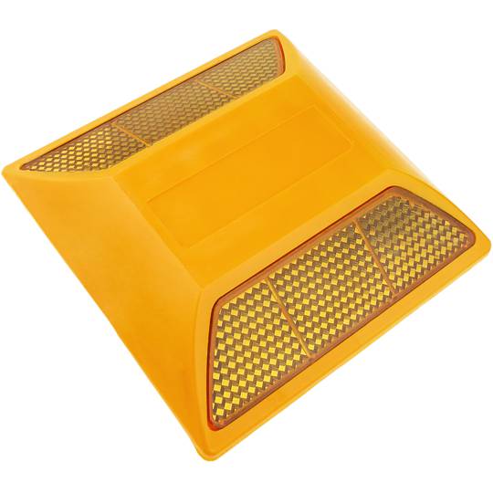 Reflector de carretera de 100 x 100 mm. Captafaros para suelo de plástico naranja