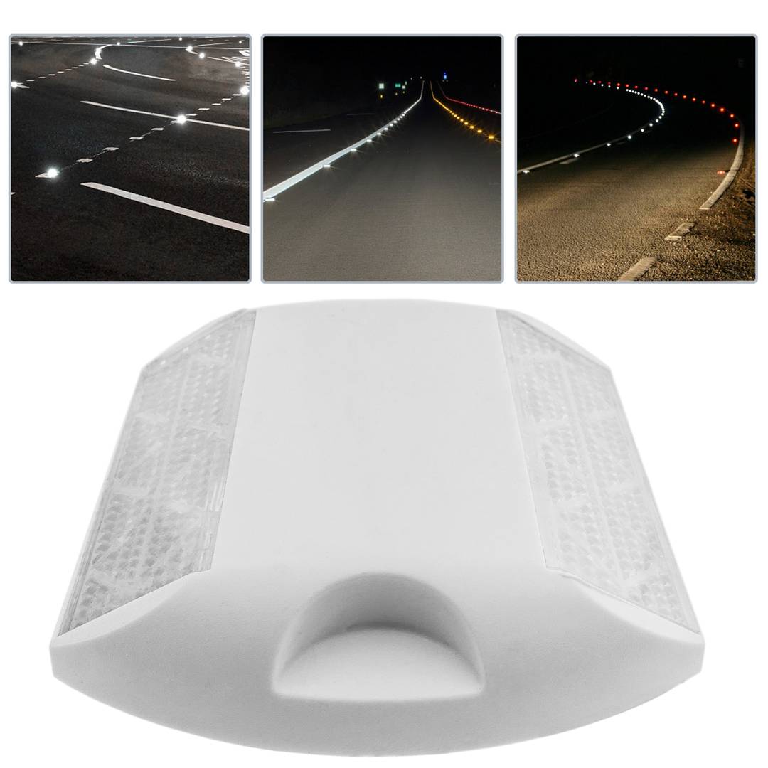 Reflector de carretera de 103 x 87 mm. Captafaros para suelo de plástico blanco