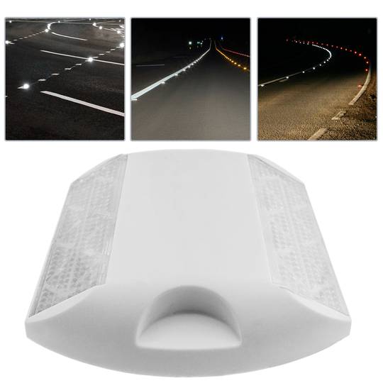 Reflector de carretera de 103 x 87 mm. Captafaros para suelo de plástico blanco