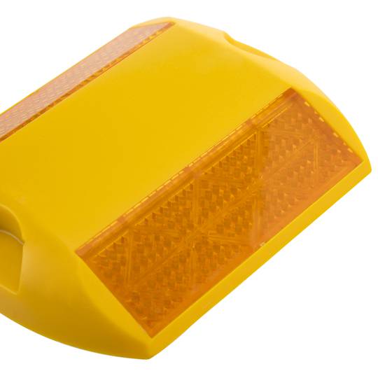 Réflecteur routier 103 x 87 mm. Capteur de sol en plastique jaune