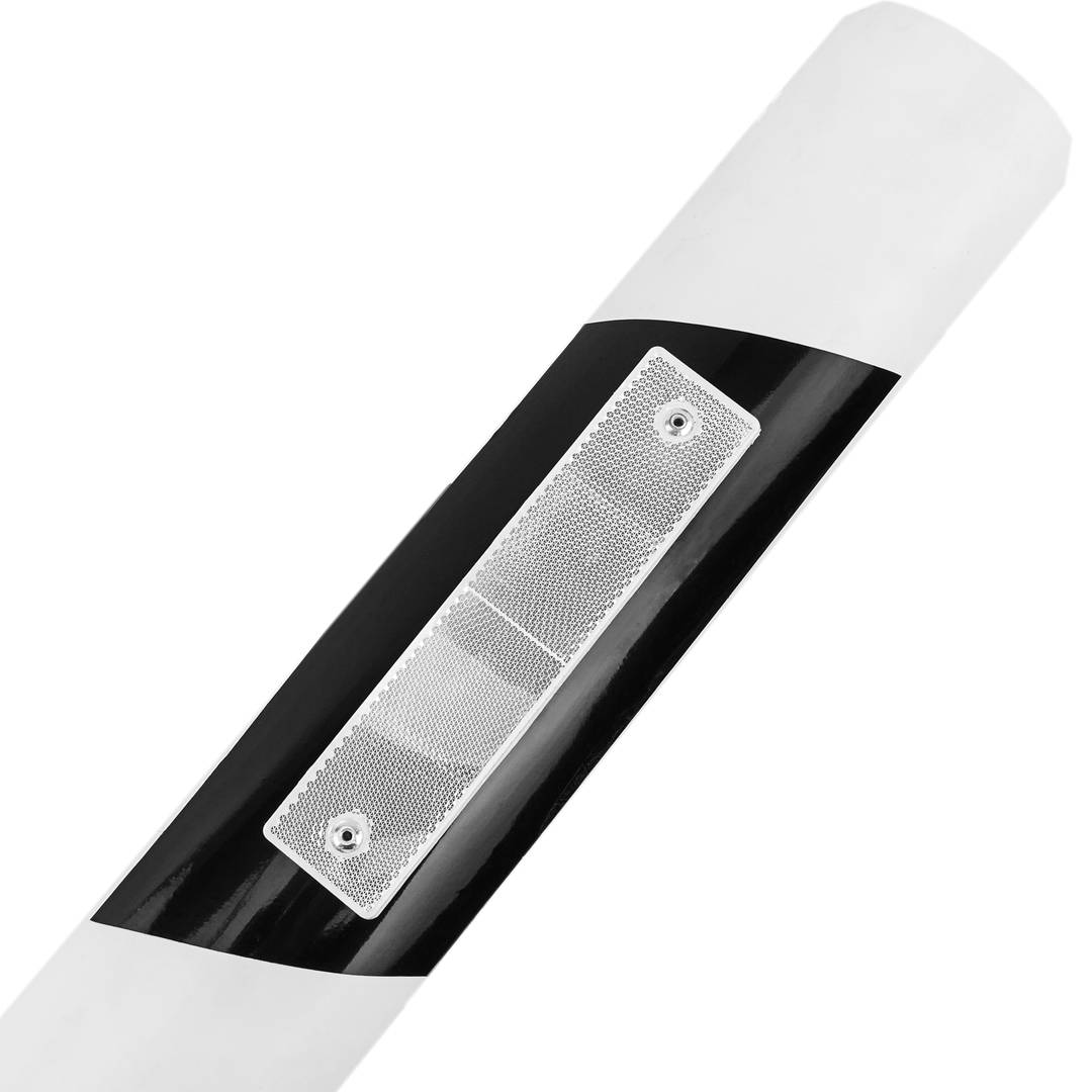 Sinal refletor de estrada de 18 x 180 mm. Farol Coletor de plástico branco