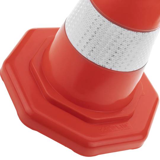 Cône de signalisation avec double bande réfléchissante pour signalisation et balisage 87 cm