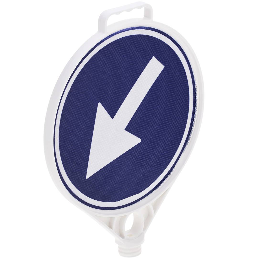 Señal de tráfico reflectante para poste de paso obligatorio a izquierda 280mm