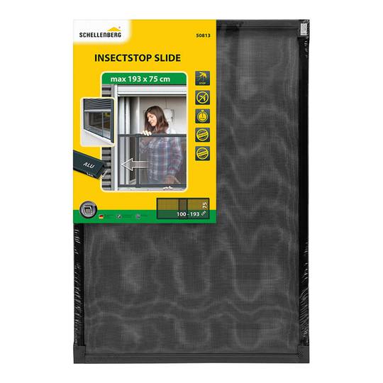 Sliding mosquito net for window with fixed frame extendable from 75 x 100 to 193 cm black by Shellenberg