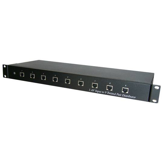 Distribuidor de áudio e vídeo UTP Cat.5 rack de 19