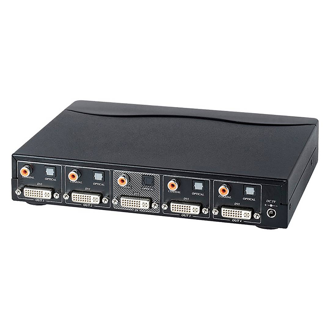 Multiplikator DVI-D i 4-portowy cyfrowy odtwarzacz audio DD04D