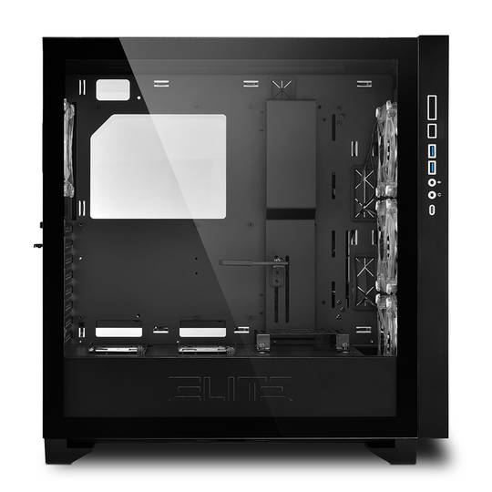 Caja ATX Sharkoon ELITE SHARK CA300H con 2 Puertos USB 3.0 sin Fuente de Alimentación, Color Negro