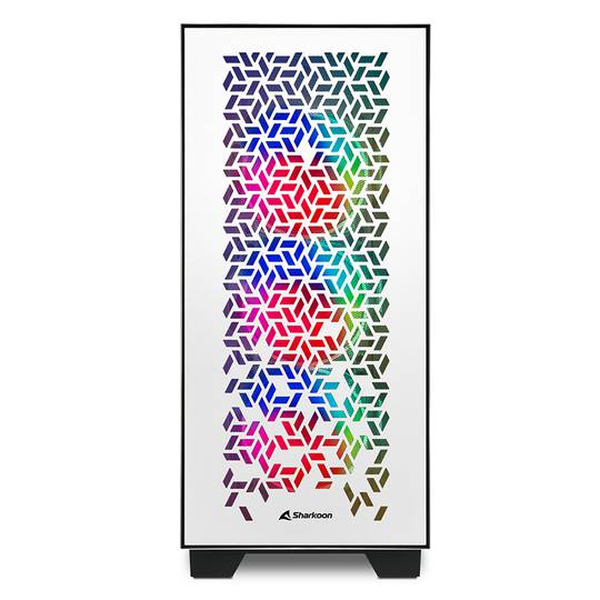 Boîtier Sharkoon ELITE SHARK CA300H ATX avec 2 ports USB 3.0 sans alimentation de couleur blanche.