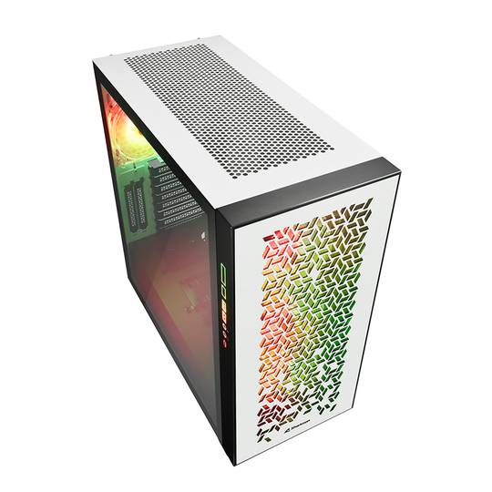 Boîtier Sharkoon ELITE SHARK CA300H ATX avec 2 ports USB 3.0 sans alimentation de couleur blanche.