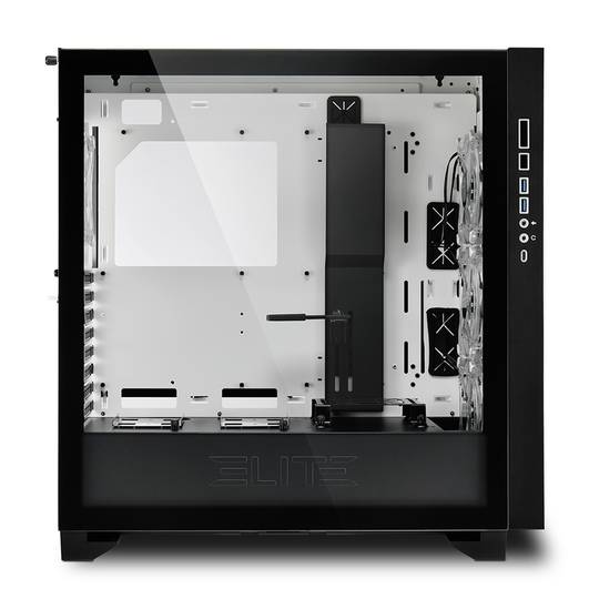 Boîtier Sharkoon ELITE SHARK CA300H ATX avec 2 ports USB 3.0 sans alimentation de couleur blanche.