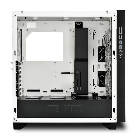 Boîtier Sharkoon ELITE SHARK CA300H ATX avec 2 ports USB 3.0 sans alimentation de couleur blanche.