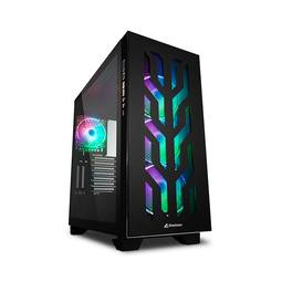 Caixa Sharkoon ELITE SHARK CA300T ATX com 2 portas USB 3.0 sem fonte de alimentação, cor preta.