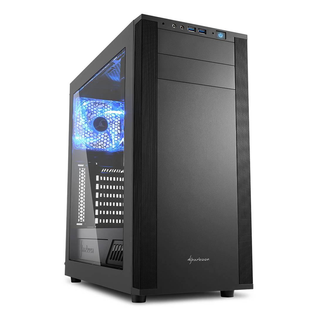 Sharkoon M25-W ATX Case with 2 USB 3.0 Ports without Power Supply, Black Color.