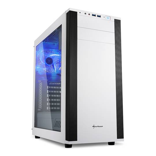 Caja ATX Sharkoon M25-W con 2 Puertos USB 3.0 sin Fuente de Alimentación en Color Blanco.