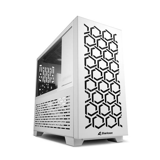 Caixa SHARKOON MS-Y1000 MATX com 2 portas USB 3.0 sem fonte de alimentação, cor branca.