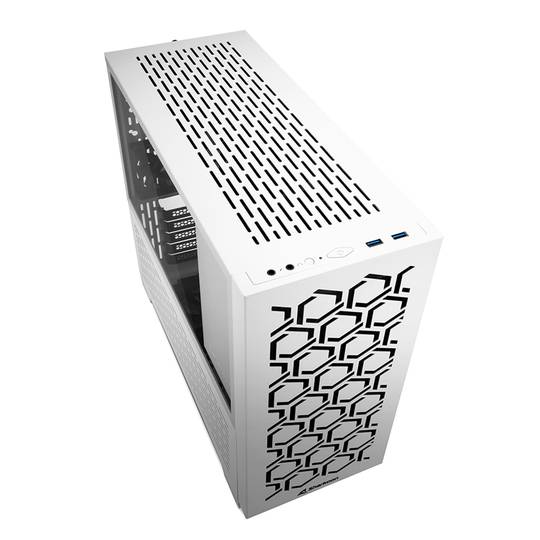 Caixa SHARKOON MS-Y1000 MATX com 2 portas USB 3.0 sem fonte de alimentação, cor branca.