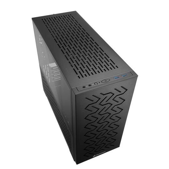 SHARKOON MS-Z1000 MATX Box met 2 USB 3.0-poorten zonder zwarte voeding.