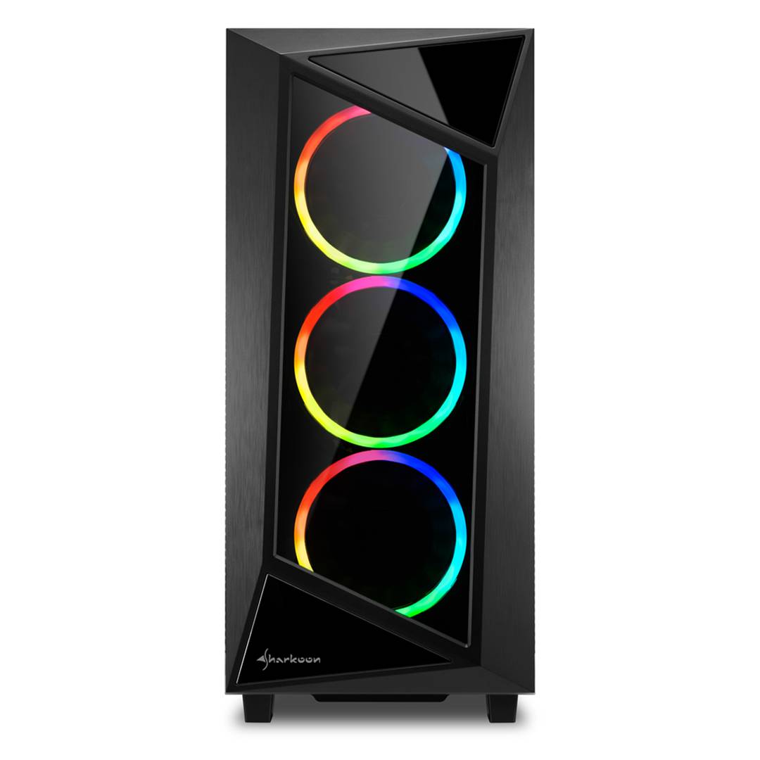 Caja ATX SHARKOON REV200 con 2 Puertos USB 3.0 y RGB sin Fuente de Alimentación, Color Negro.