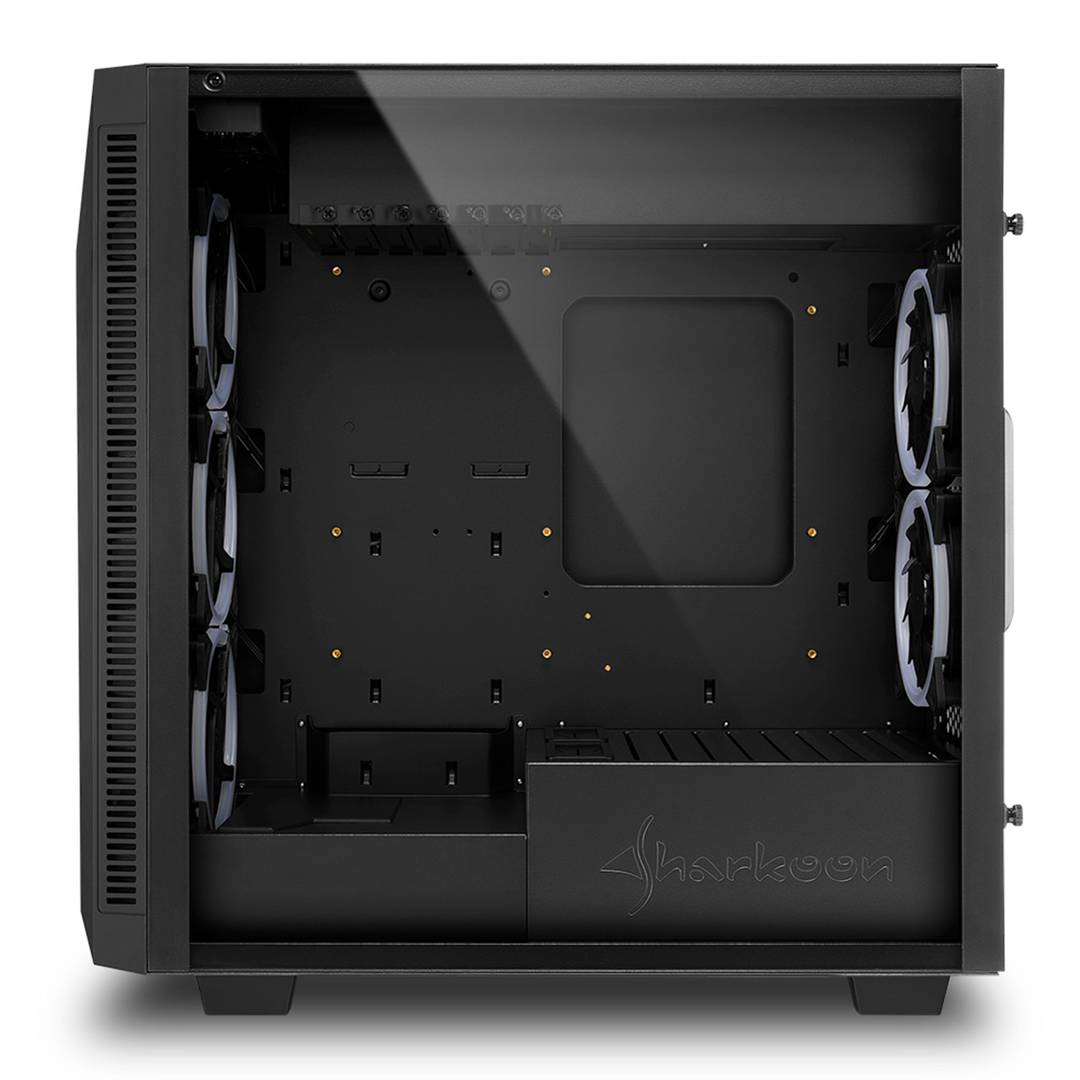 Caja ATX SHARKOON REV200 con 2 Puertos USB 3.0 y RGB sin Fuente de Alimentación, Color Negro.