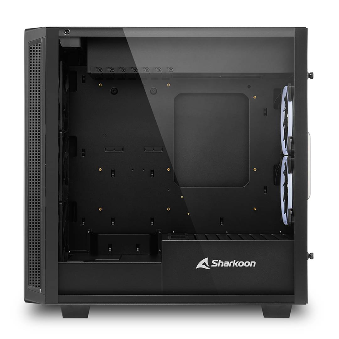 Caja ATX SHARKOON REV220 con 2 Puertos USB 3.0 y RGB sin Fuente de Alimentación, Color Negro.