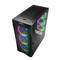 SHARKOON REV300 ATX-Gehäuse mit 2 USB 3.0- und RGB-Anschlüssen ohne Netzteil, schwarze Farbe.