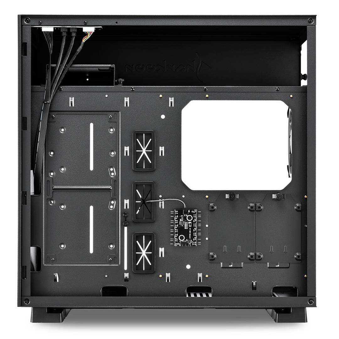 SHARKOON Pure Steel ATX-Gehäuse mit 2 USB 3.0-Anschlüssen ohne RGB-Lichtquelle.