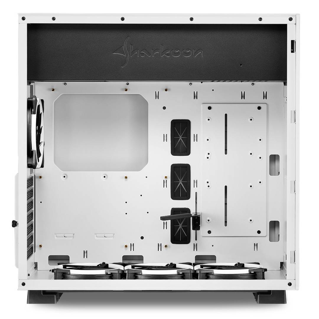 Obudowa SHARKOON Pure Steel ATX z 2 portami USB 3.0 i RGB bez zasilacza, kolor biały.