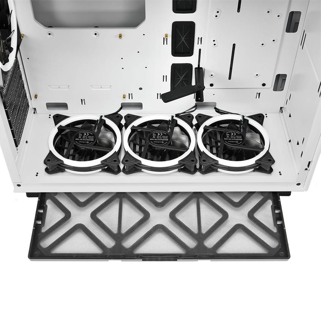 Obudowa SHARKOON Pure Steel ATX z 2 portami USB 3.0 i RGB bez zasilacza, kolor biały.
