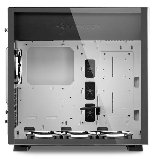 Obudowa SHARKOON Pure Steel ATX z 2 portami USB 3.0 i RGB bez zasilacza, kolor biały.