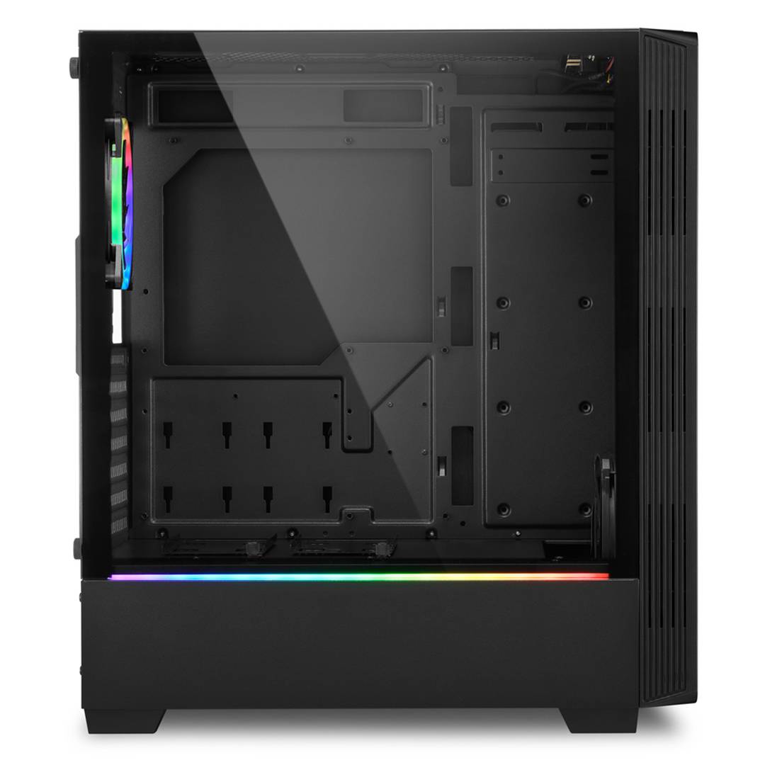 SHARKOON LIT 100 ATX-behuizing met 2 USB 3.0 RGB-poorten zonder zwarte voeding.