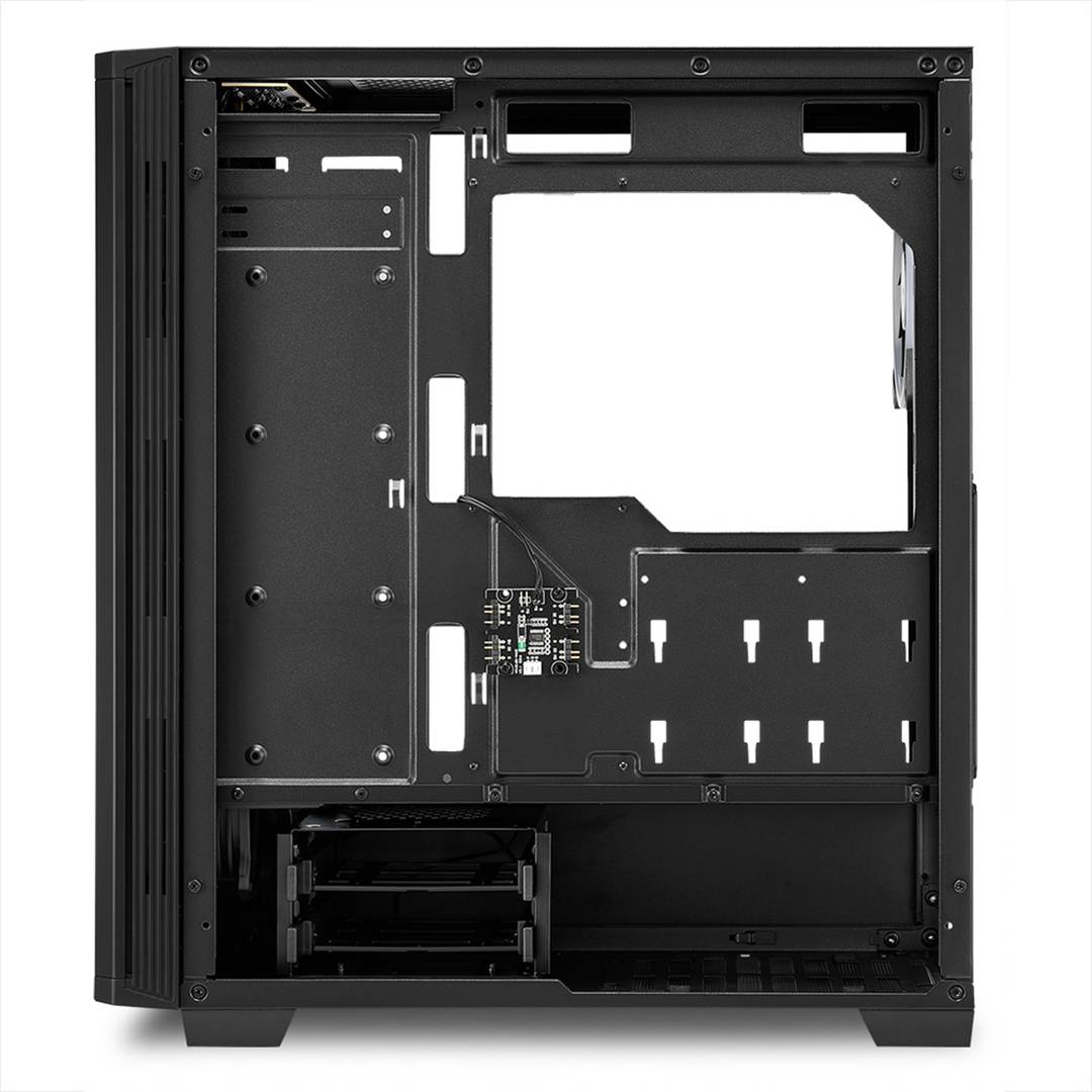SHARKOON LIT 100 ATX-behuizing met 2 USB 3.0 RGB-poorten zonder zwarte voeding.