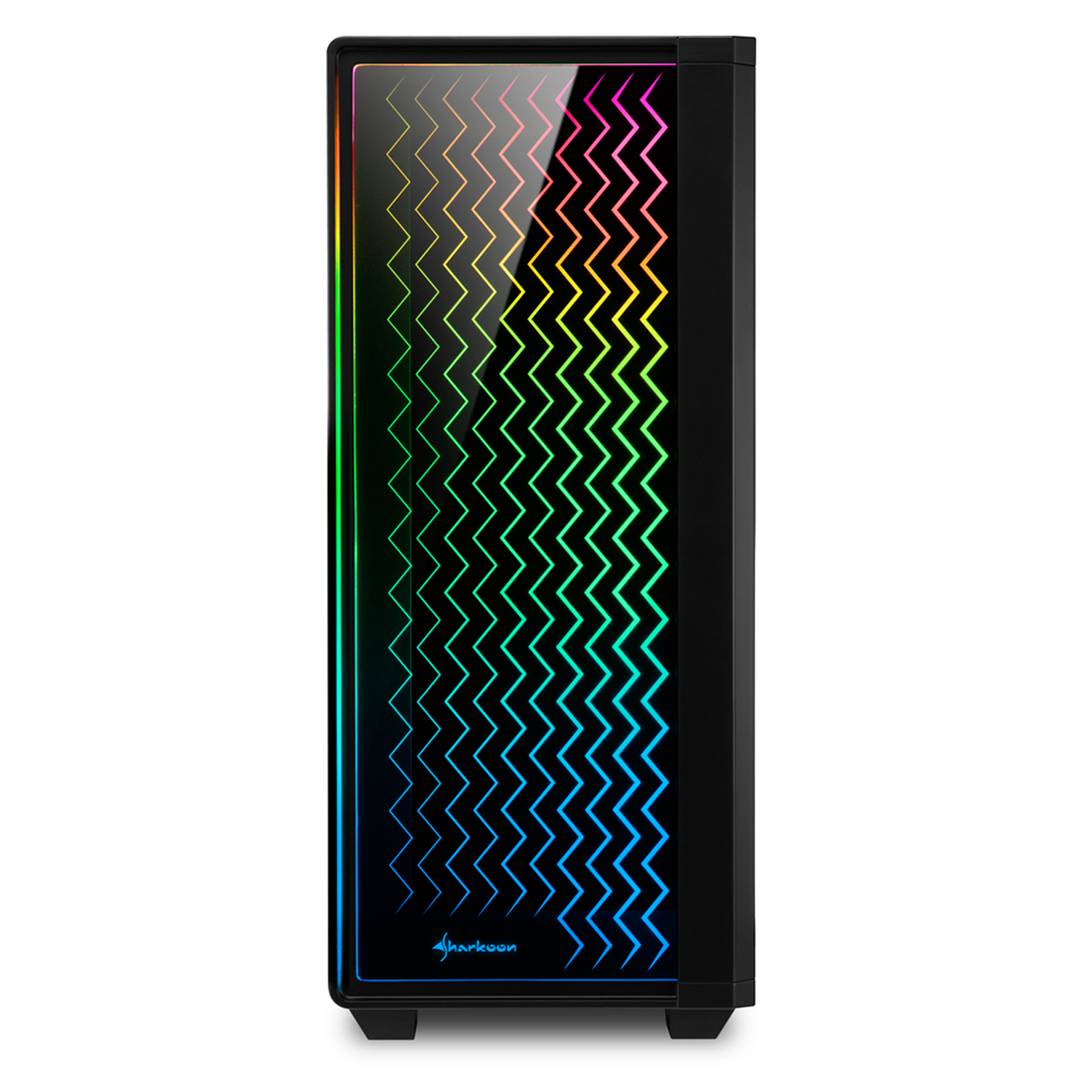 Caixa SHARKOON LIT 200 ATX com 2 portas USB 3.0 e RGB sem fonte de alimentação na cor preta.